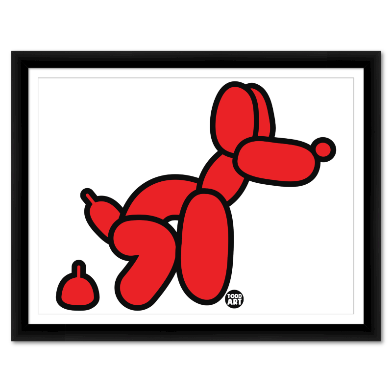 Red Balloon Dog framed contemporary pop art print by Todd Goldman